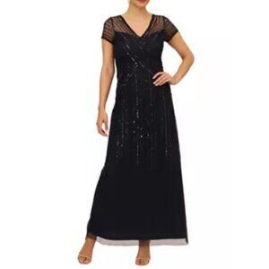 Adrianna Papell Women's Beaded V-Neck Gown